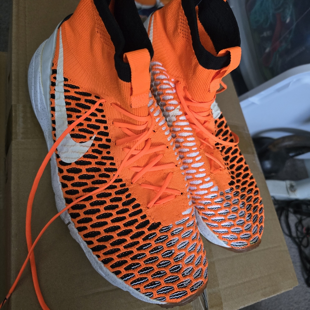 Nike Bright Orange and Black Knit Sneakers